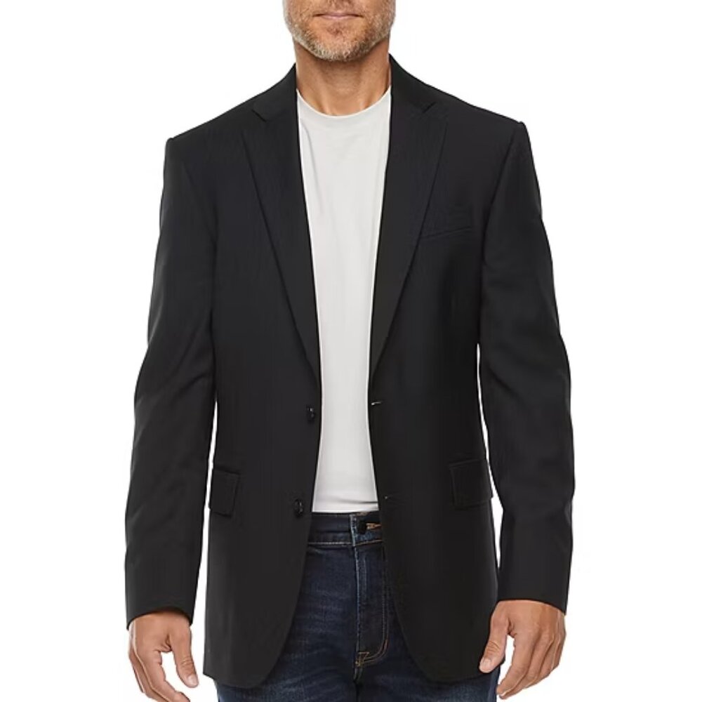Men's Stafford Coolmax Regular Fit Sport Coat - Black - 48 Long - NWT