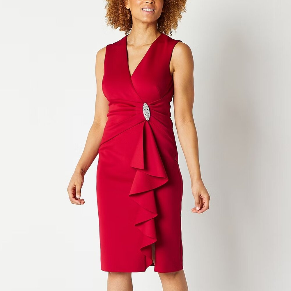 Women's Jessica Howard Embellished Sleeveless Sheath Dress - Red - 10 - NWT