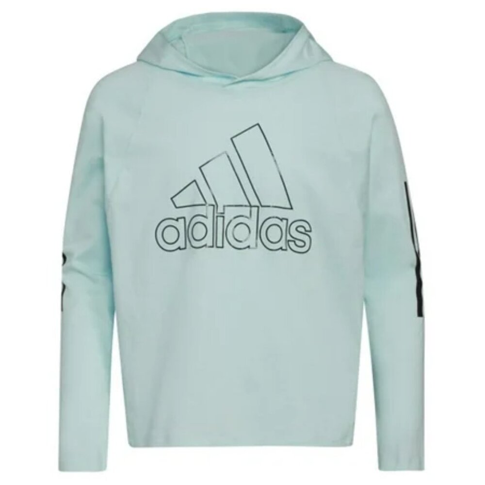 Girl's Adidas Long Sleeve Hooded Graphic Tee - Alms Blue - Medium - NWT