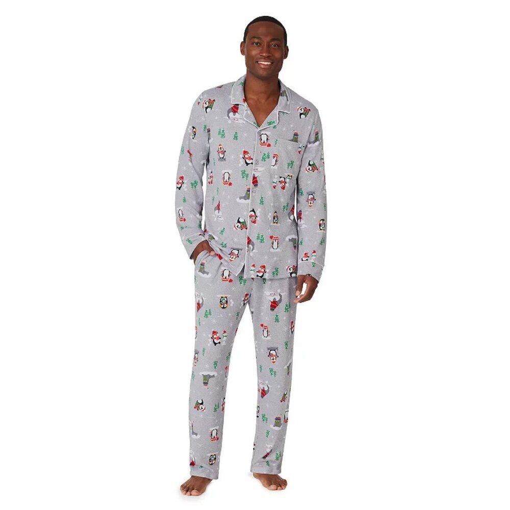 Men's Jammies For Your Families by Cuddl Duds Penguin & Friends PJ Set - L -NWT