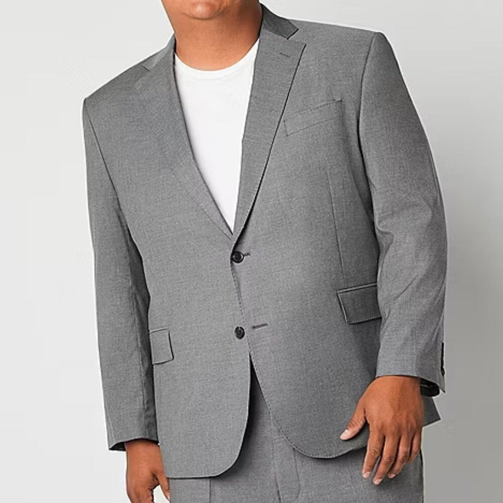 Men's JF J Ferrar Big & Tall Ultra Comfort Suit Jacket - Med Gray - 58 Big Reg