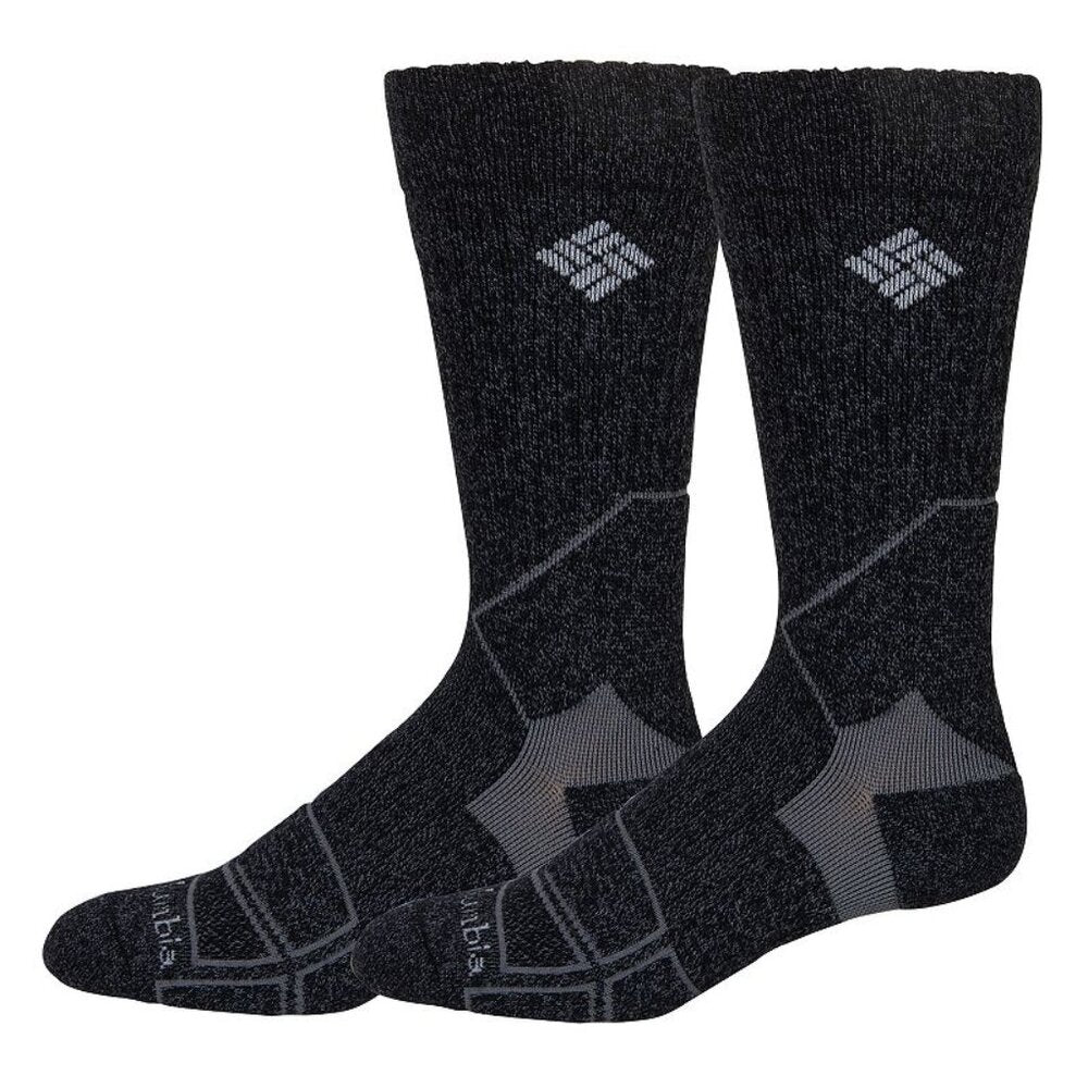 Men's Columbia Hike Merino Wool Crew Socks - 2 Pack - Charcoal - 6-12 - NWT