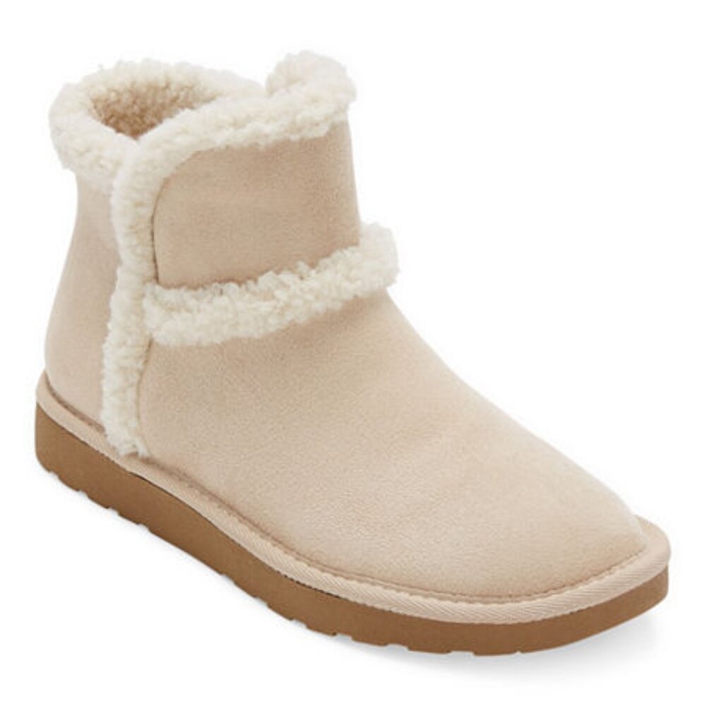 Women's Arizona Jean Co Stone Flat Heel Winter Booties - Sand - 9 - NIB