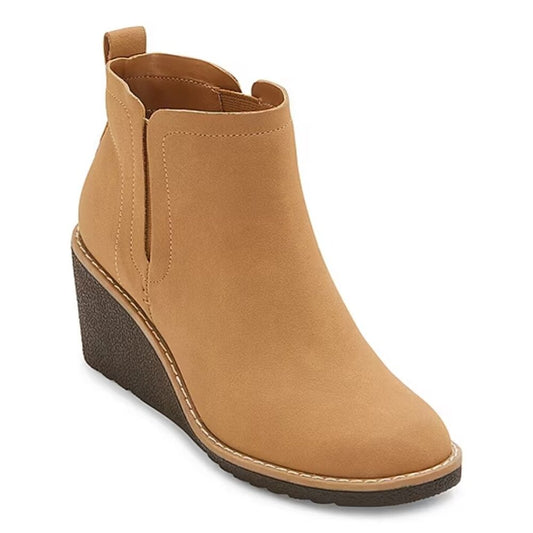 Women's St. John's Bay Burkley Wedge Heel Booties - Light Tan - 8W - NIB