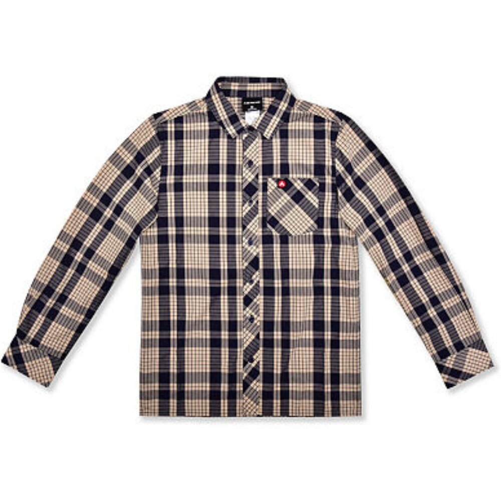 Big Boy's Airwalk Long Sleeve Button Down Shirt - Khaki & Navy - X-Large - NWT