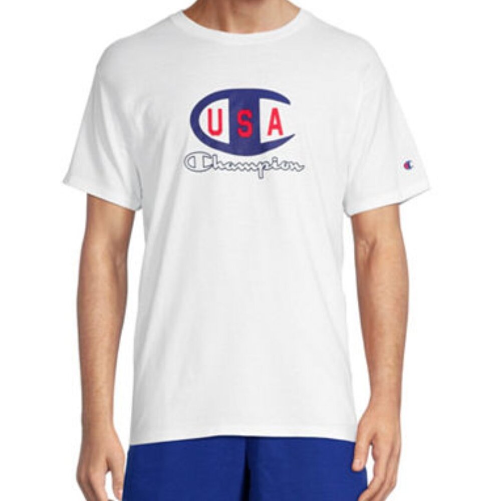 Men's Champion Crew Neck Short Sleeve Graphic T-Shirt - White - Var Szs - NWT
