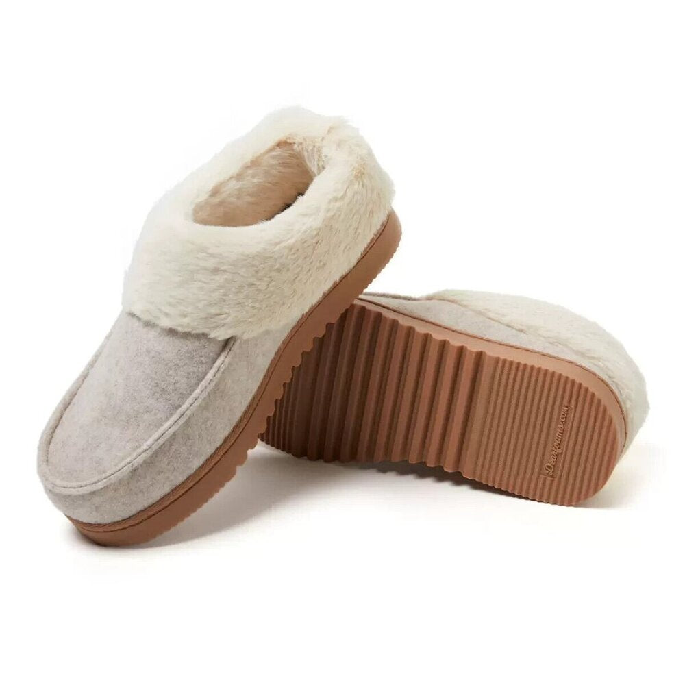 Women's Dearfoams Memory Foam Slip On Slippers - Oatmeal Heather - Var Sz - NIB