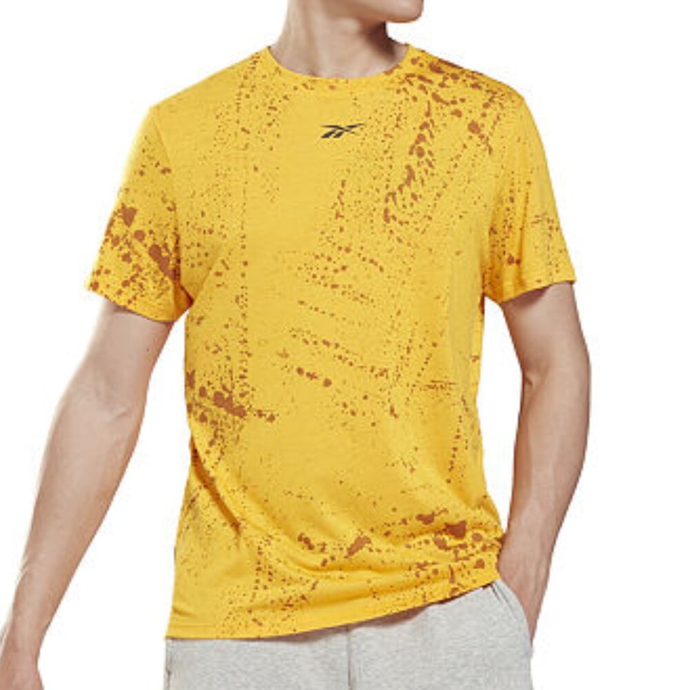 Men's Reebok Ink Splatter Crew Neck T-Shirt - Semi Solar Gold - M - NWT