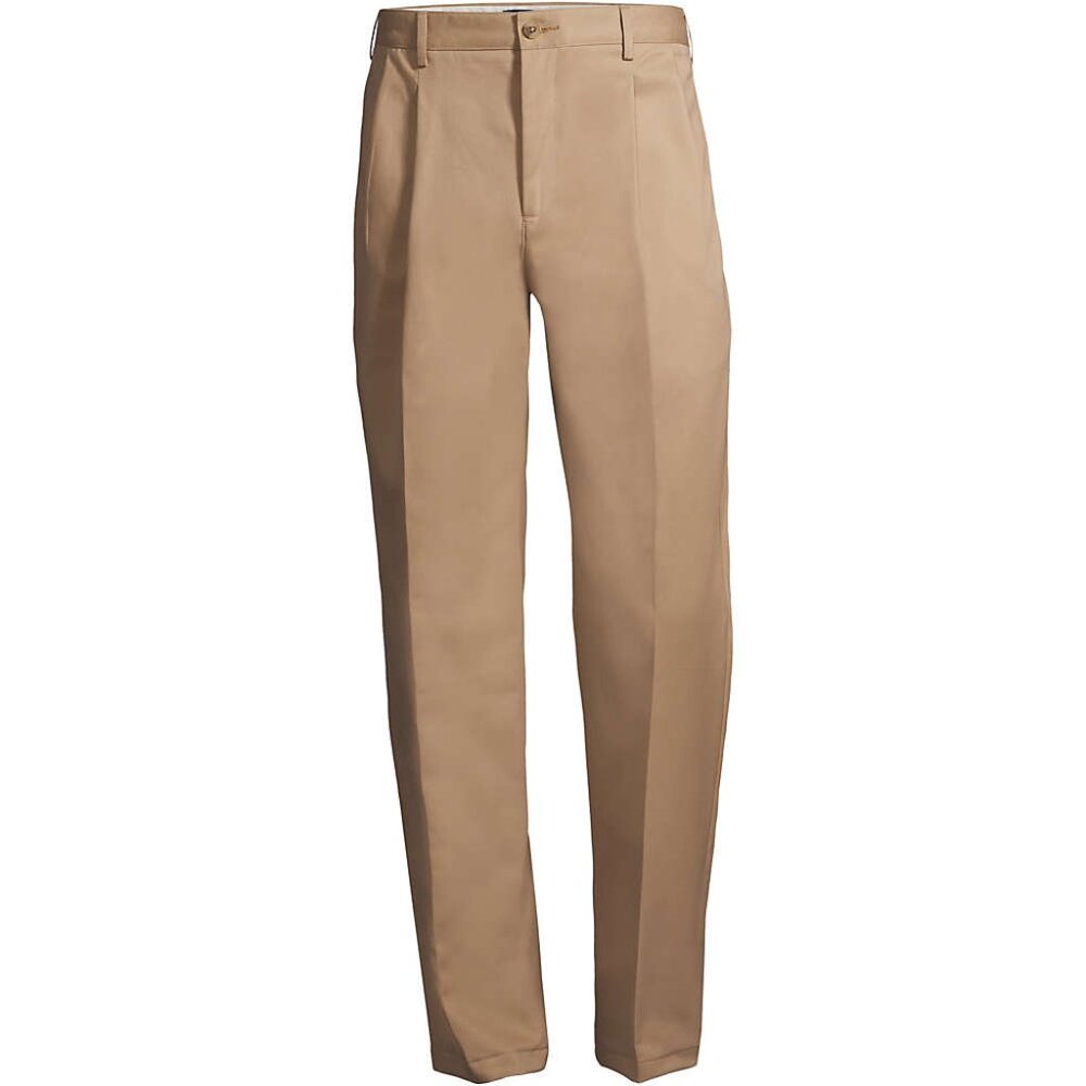 Men's Lands' End Traditional Fit Pleated No Iron Chino Pants 37x28 NWOT