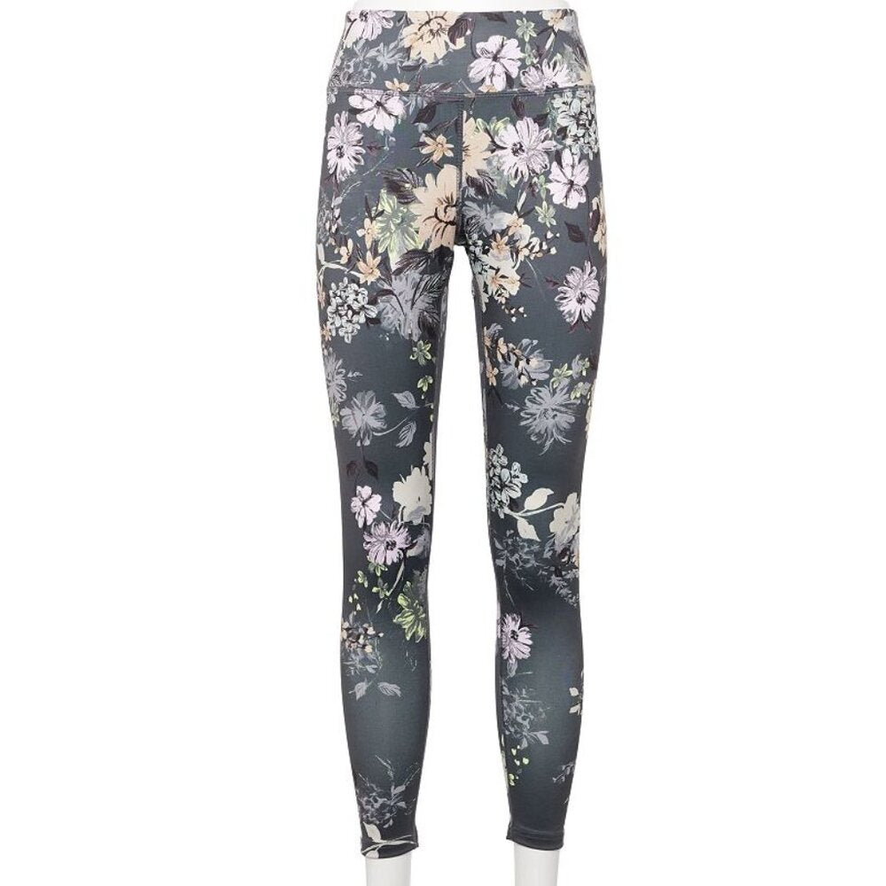 Women's Tek Gear High Rise Legging - Grey Floral - XXL - NWT