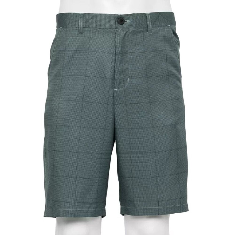 Men's Tek Gear 11" Plaid Flat Front Golf Short - Med Grey - 38 - NWT