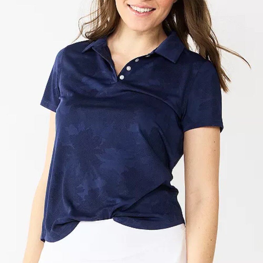 Women's Tek Gear Curved Hem Golf Polo - Navy - Medium - NWT