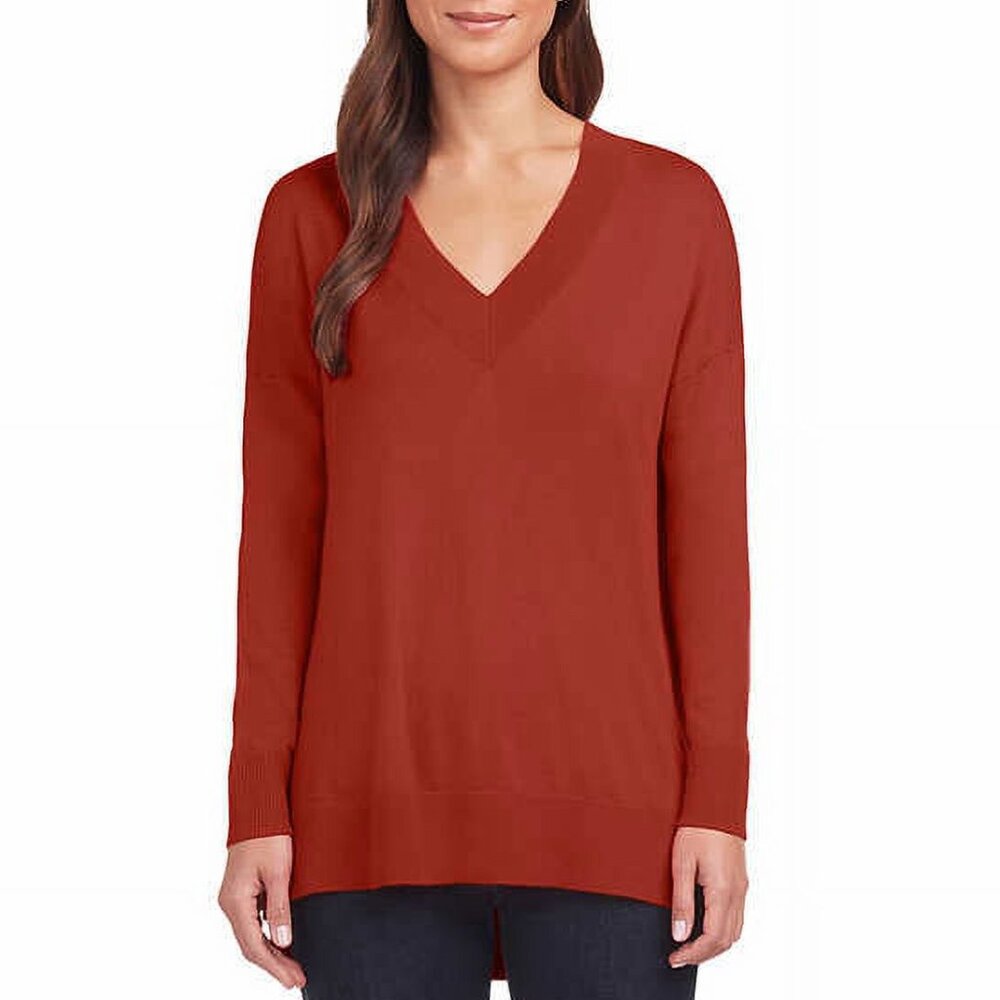 Matty M Ladies' V-Neck Sweater-Color-Brick-Size Medium-NWOT