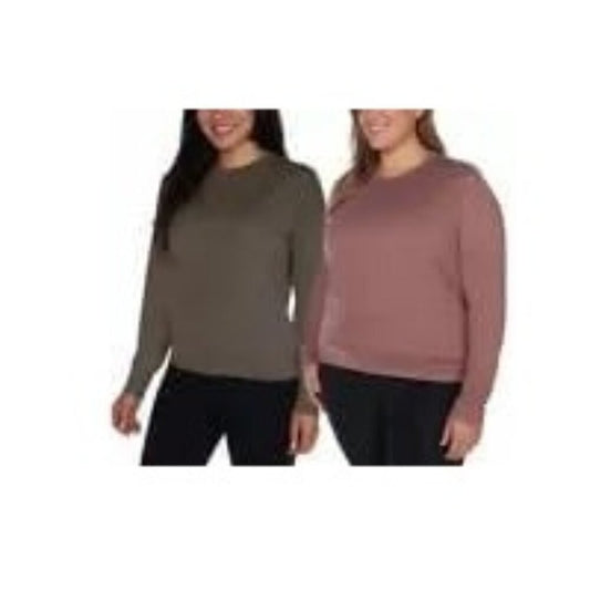 Women's Long Sleeve Tee Shirts, 2-Pack, Moisture Wicking, 4-Way Stretch,-NWT