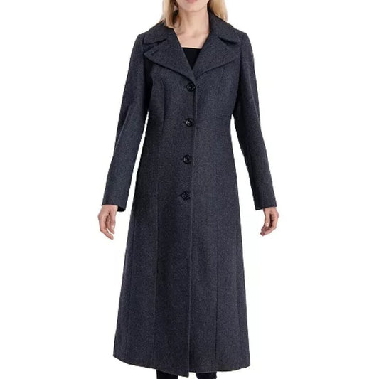 Women's London Log Long Wool Blend Coat - Charcoal - Various Sizes - NWT