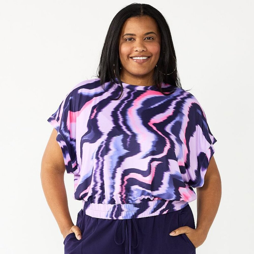 Women's Tek Gear Plus Size Batwing Crop Top - Purple Haze - 3X - NWT