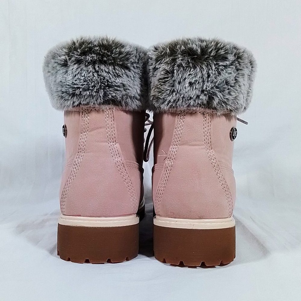 Lugz Women’s Hudson Lace-Up Fur-Trim Boots-Size 6-Bubble Gum Pink-New in…