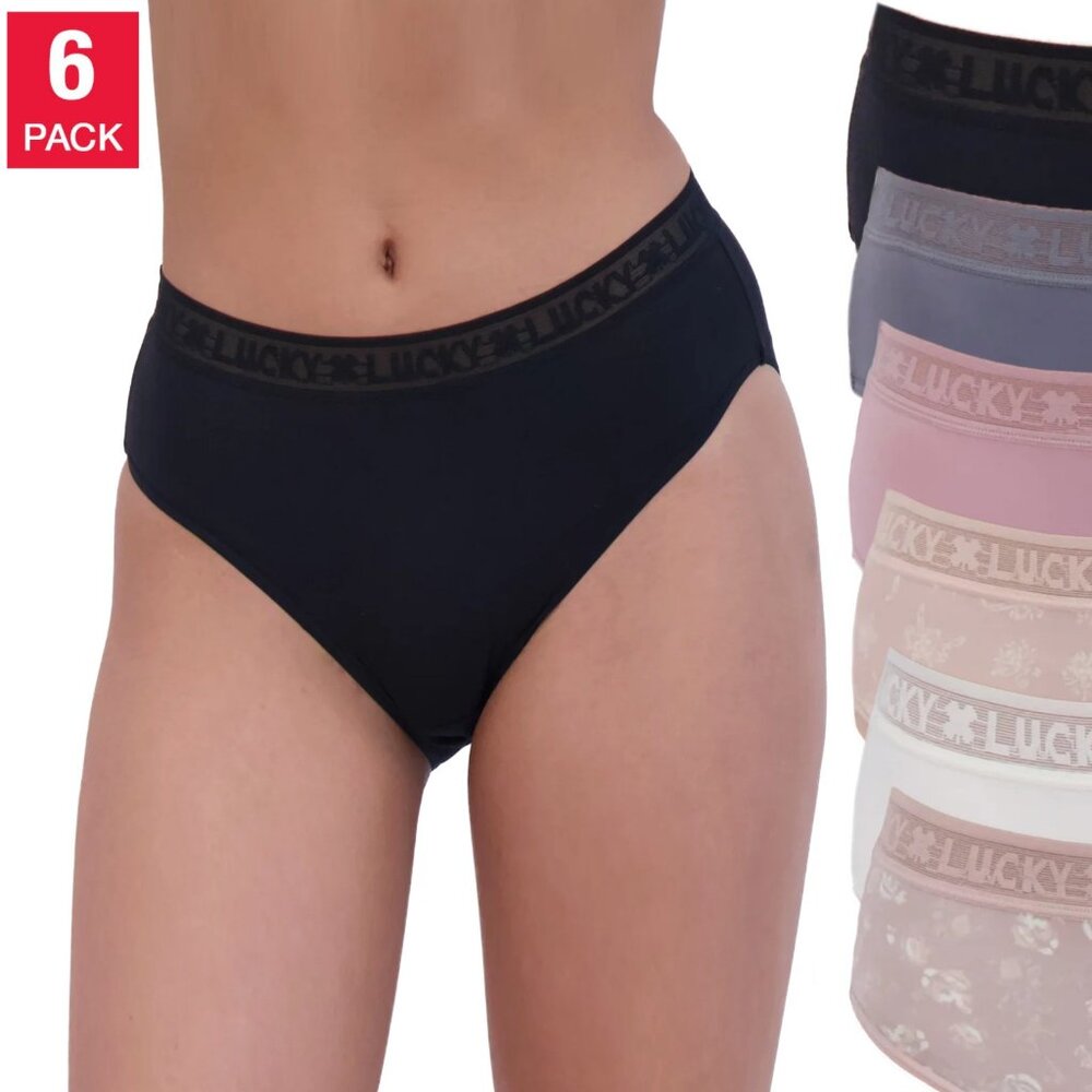 Women's Lucky Brand Hi-Cut Panties 6Pack - Multi-Color - Various - NIB
