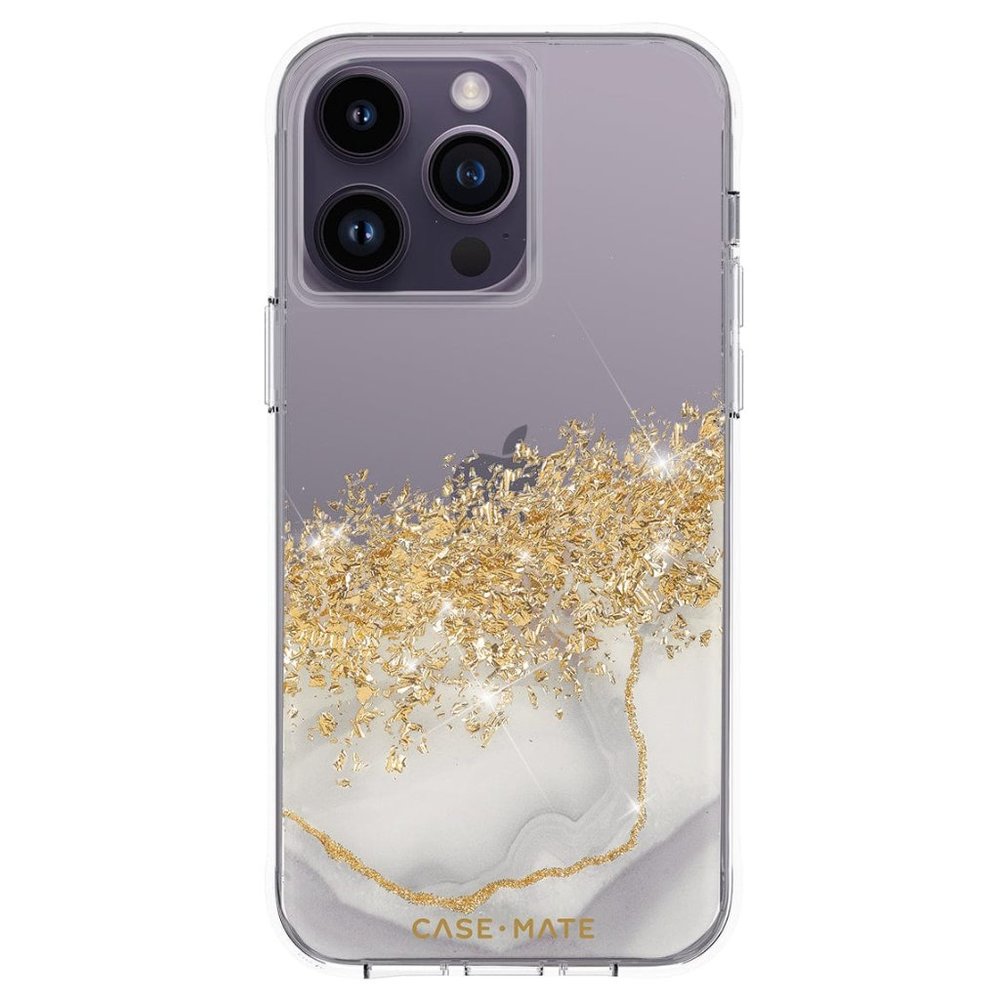 Case-Mate Apple iPhone 14 Pro Max Case- White/Gold Karat Marble-NIB