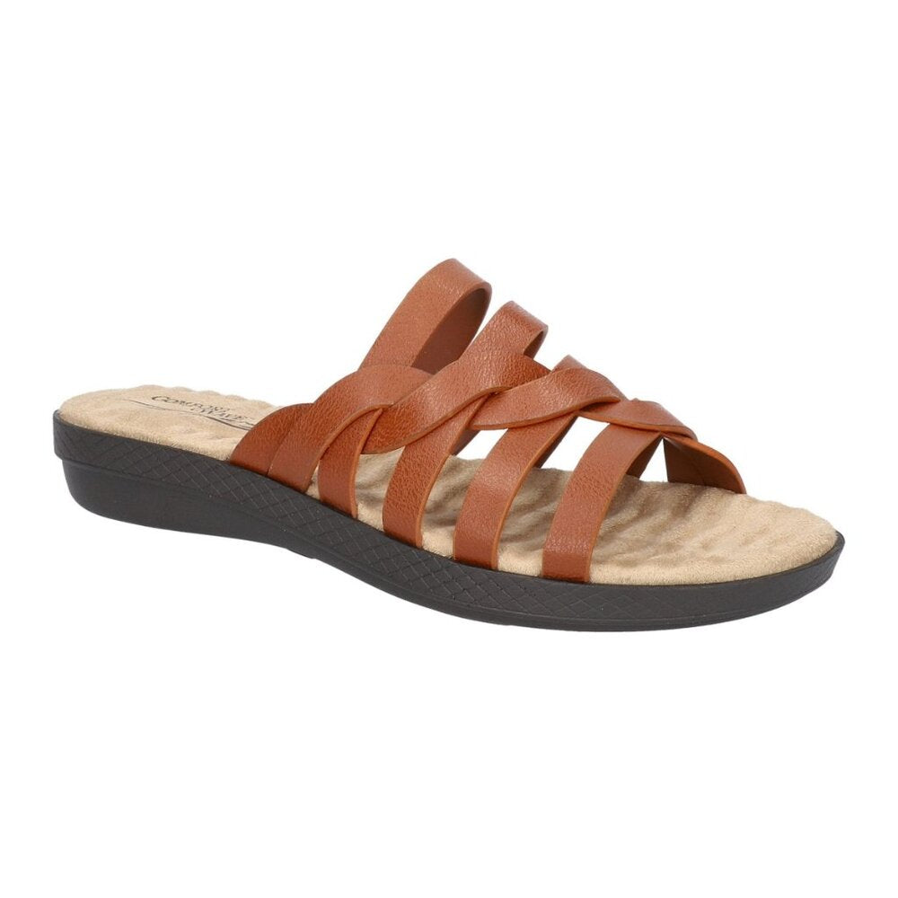 Women's Easy Street Sheri Wedge Heel Sandals - Cognac - 8 - NIB