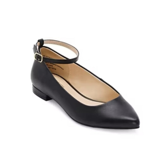 Women's Liz Claiborne Calico Pointed Toe Ballet Flats - Black - 8W - NIB
