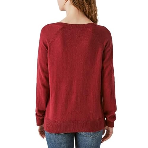 Lucky Brand Women's Long Sleeve V-Neck Sweater Pomegranate NWT