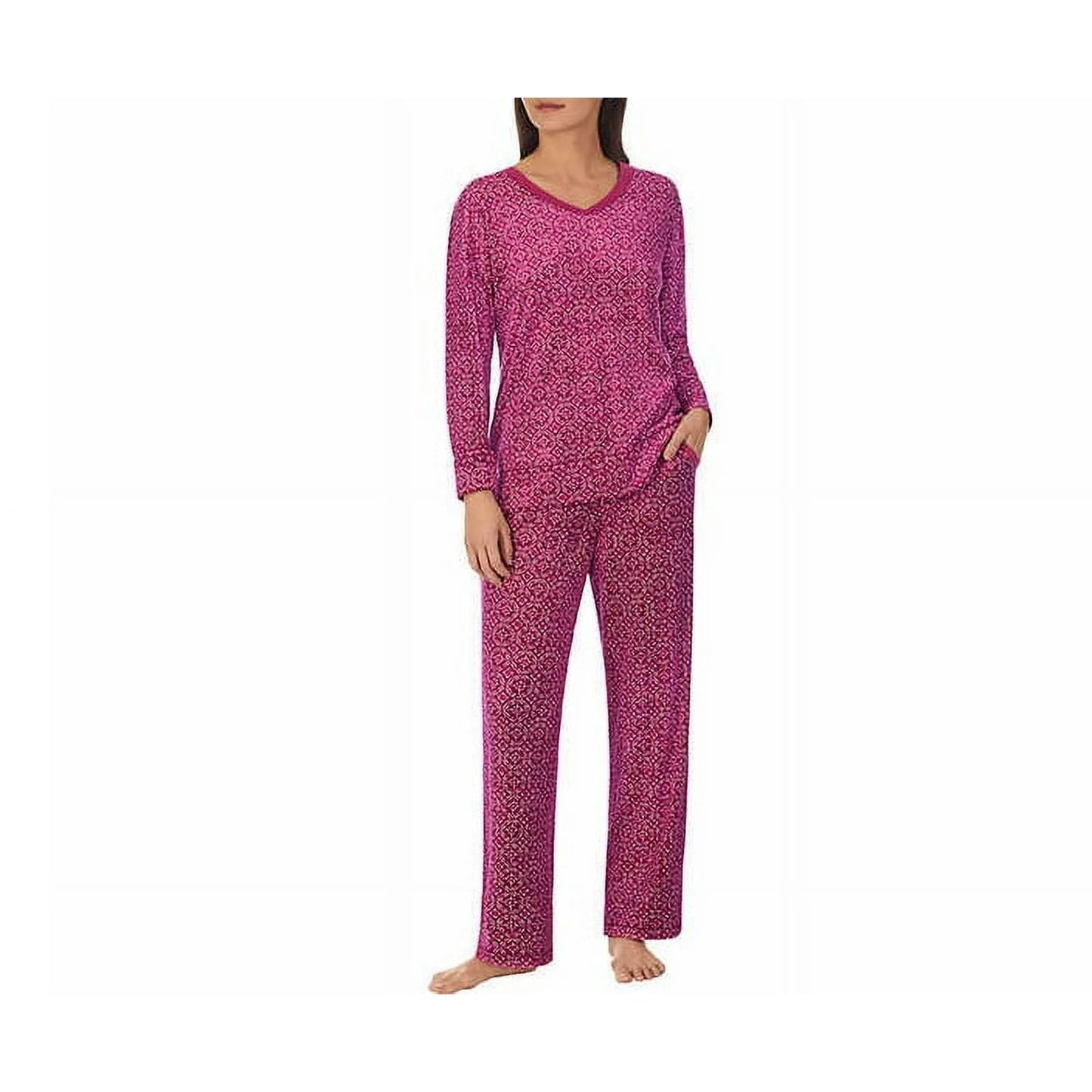 Nautica Women's 2 Piece Fleece Pajama Set M Purple Berry Geo NWT