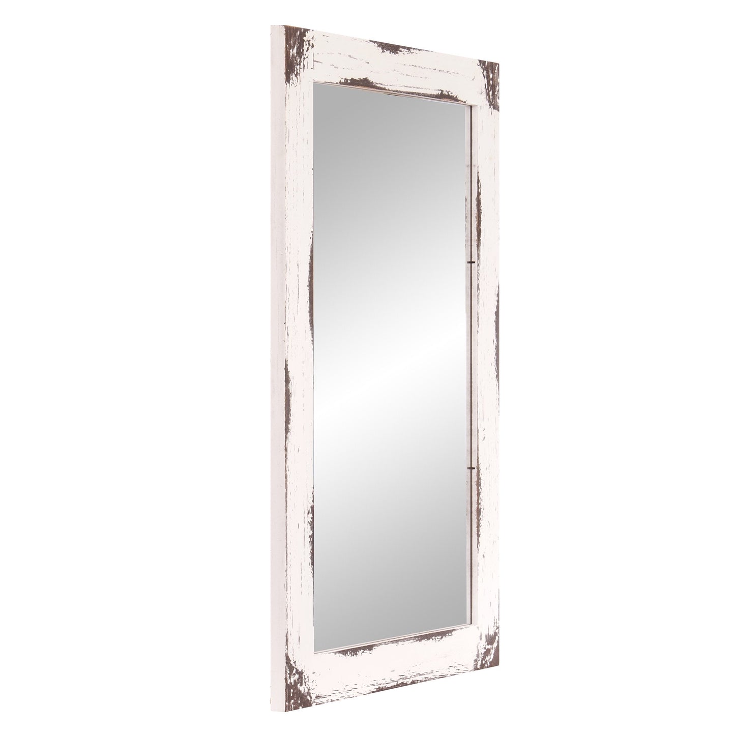 Patton Wall Decor Reclaimed Wood Wall Accent Mirror Distressed White. Open Box