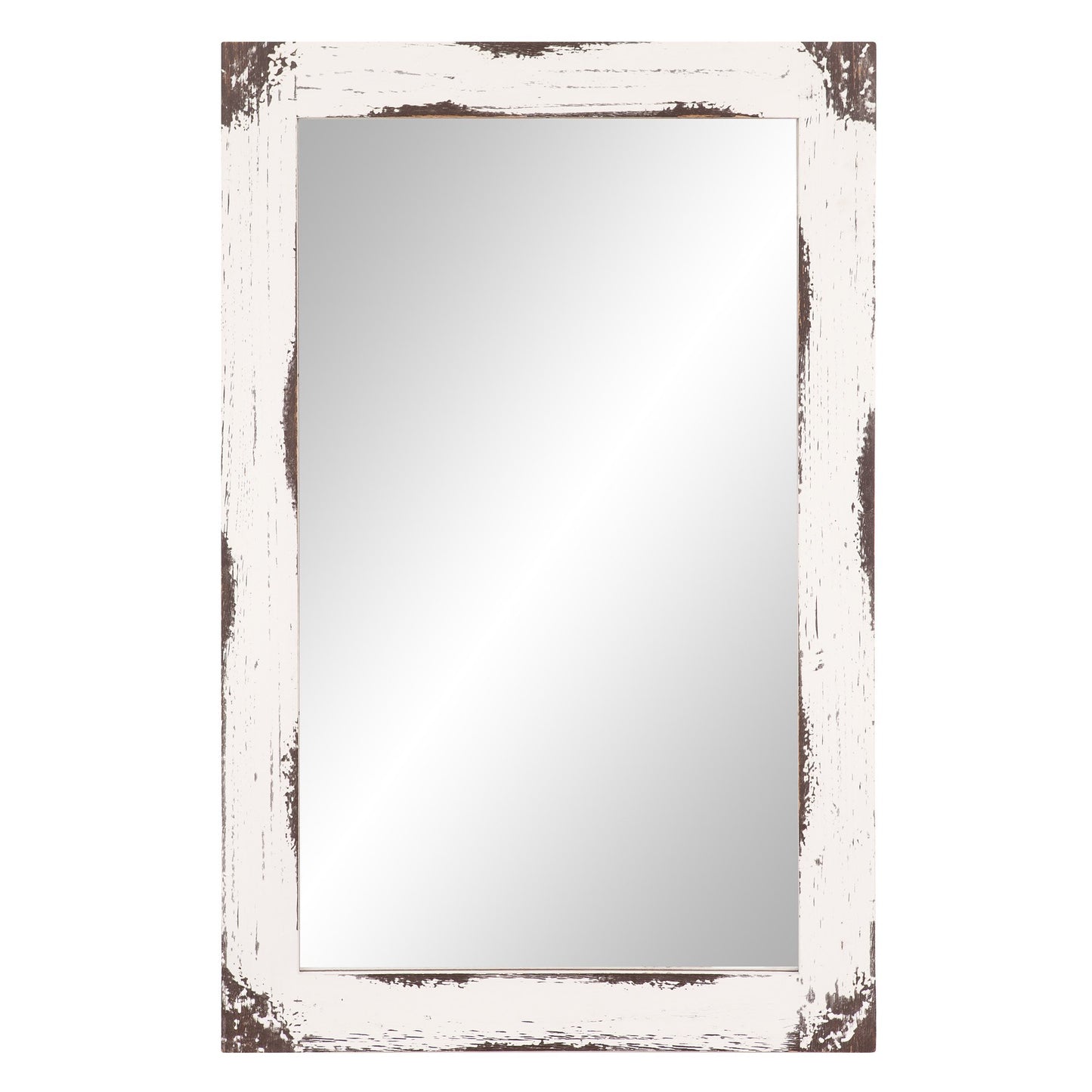 Patton Wall Decor Reclaimed Wood Wall Accent Mirror Distressed White. Open Box