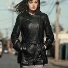 Whet Blu Mid-Length Belted Leather Jacket-Black-XXL-New without Tags