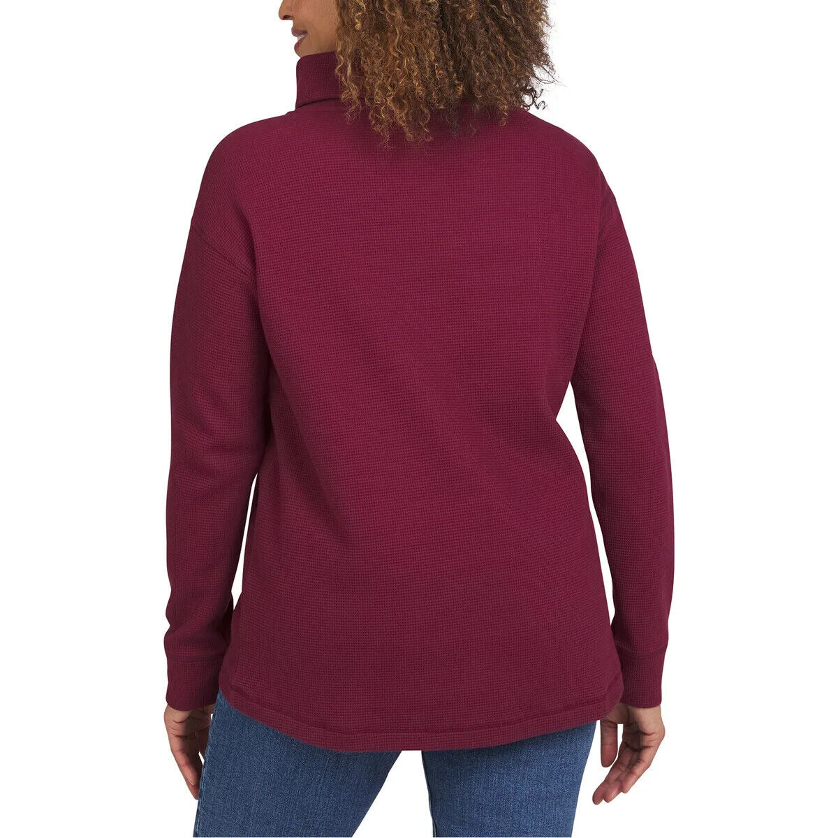 Lands' End Ladies' Waffle Funnel Neck Top-Red-Var Sizs-NWT