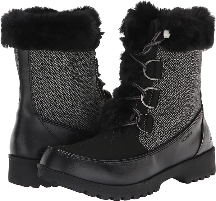 Women's JBU Southgate Faux Fur Lined Winter Boots - Herringbone - 8 - NIB