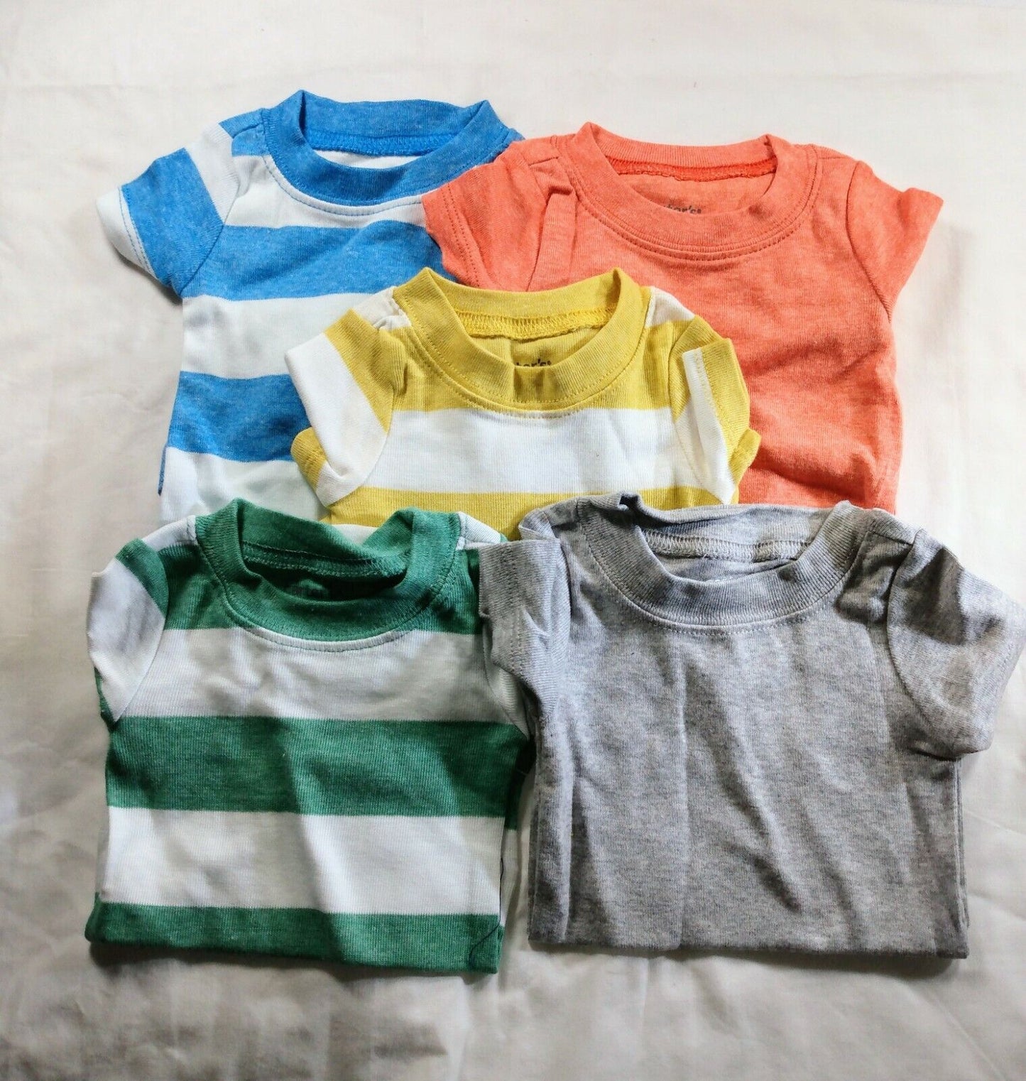 Baby Boy's Carter's Short Sleeve 5 Pack of Bodysuits - Stripes & Solids - NB - NWT