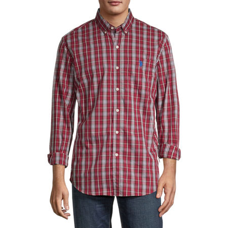 U.S. Polo Association Men's Long Sleeve Button Down Shirt L Red Plaid NWT