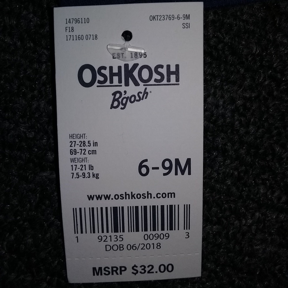 OshKosh Girls Kitty Hoodie Sweatshirt Navy-New with Tags