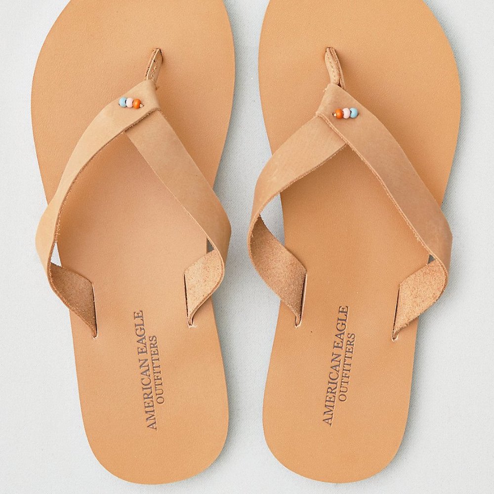 AE Womens Strap Leather Flip Flop Sandals New with Tags