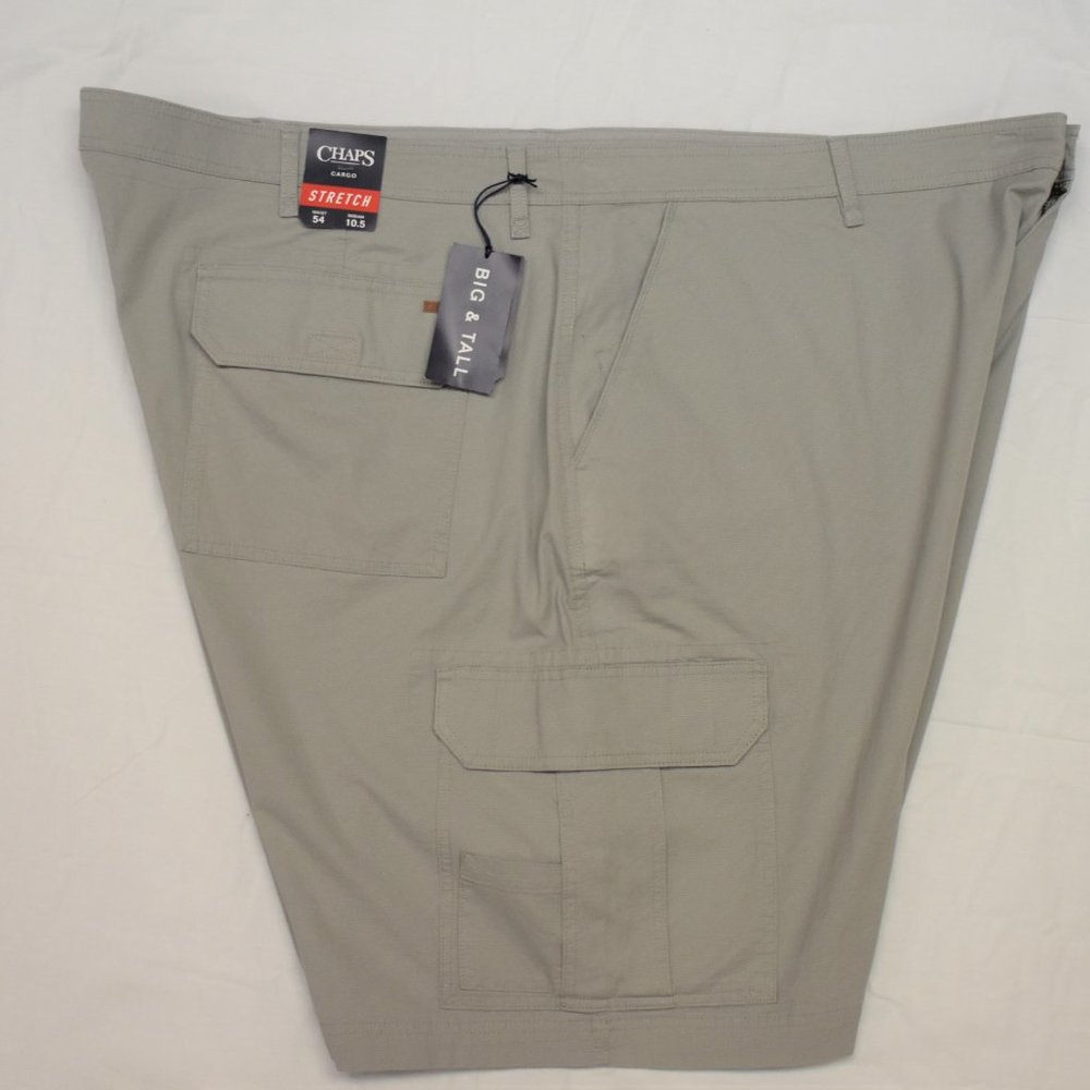 Chaps Big & Tall Stretch Cargo 10.5" Inseam-Grey-NWT