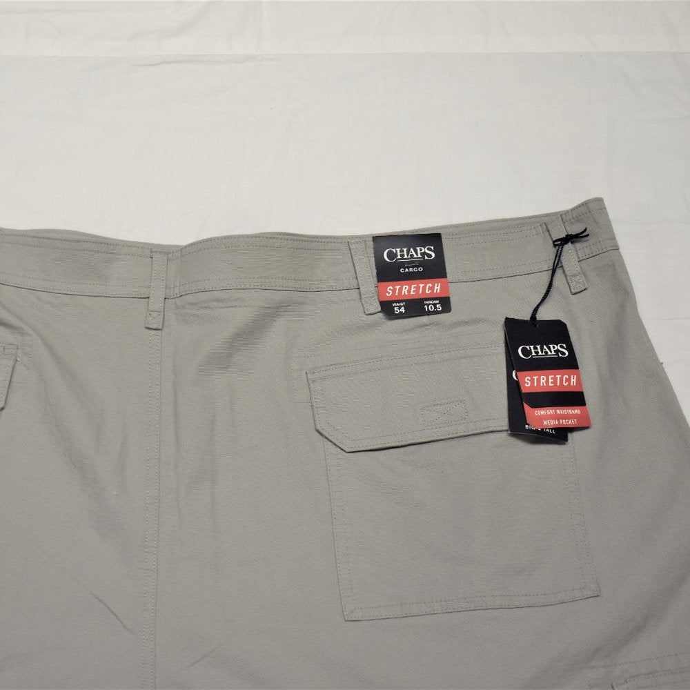 Chaps Big & Tall Stretch Cargo 10.5" Inseam-Grey-NWT