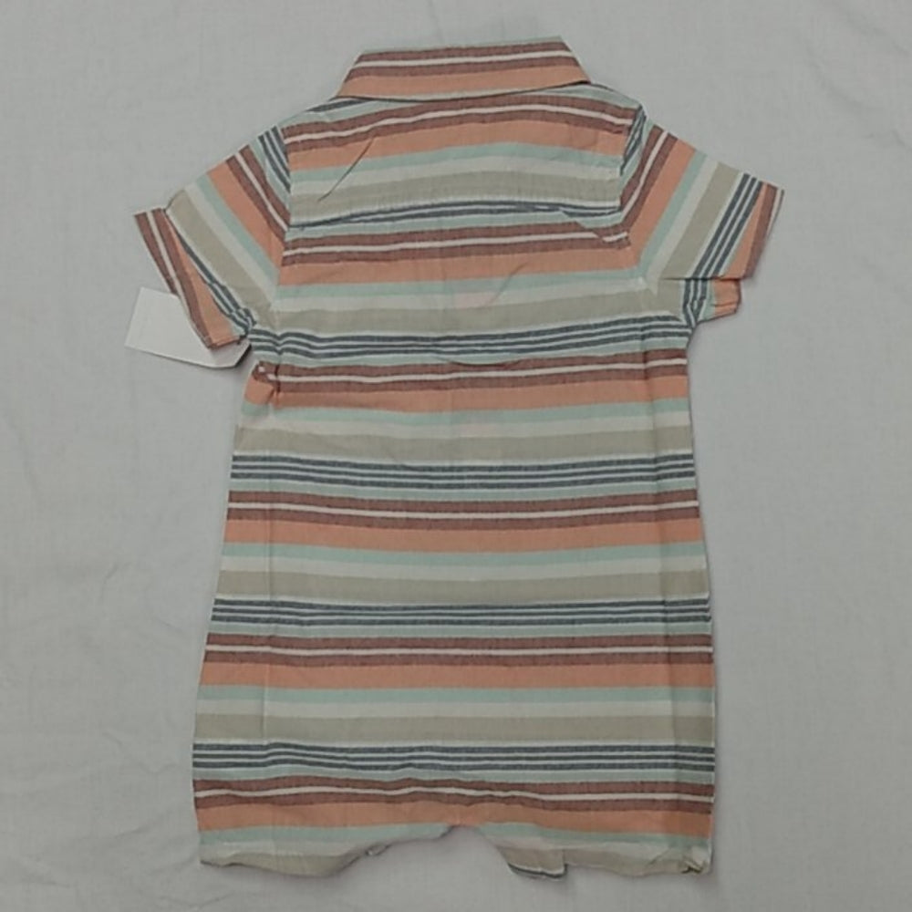 OshKosh Collar Striped Cotton Romper-18M-New with Tags
