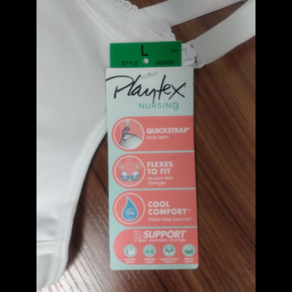 Playtex Wireless Nursing Bra-White-New with Tags