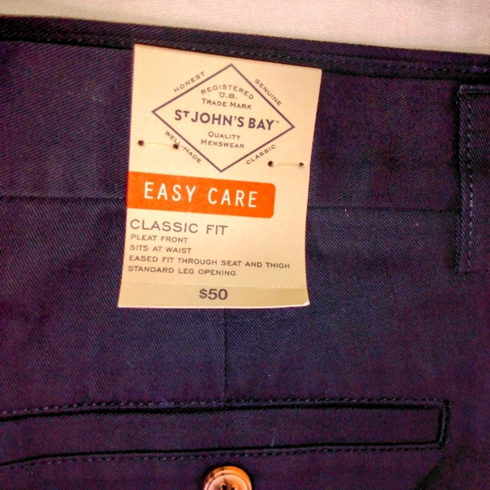 St. John's Bay Classic Fit Pants -Aviator Navy - 30x30 - New with Tags