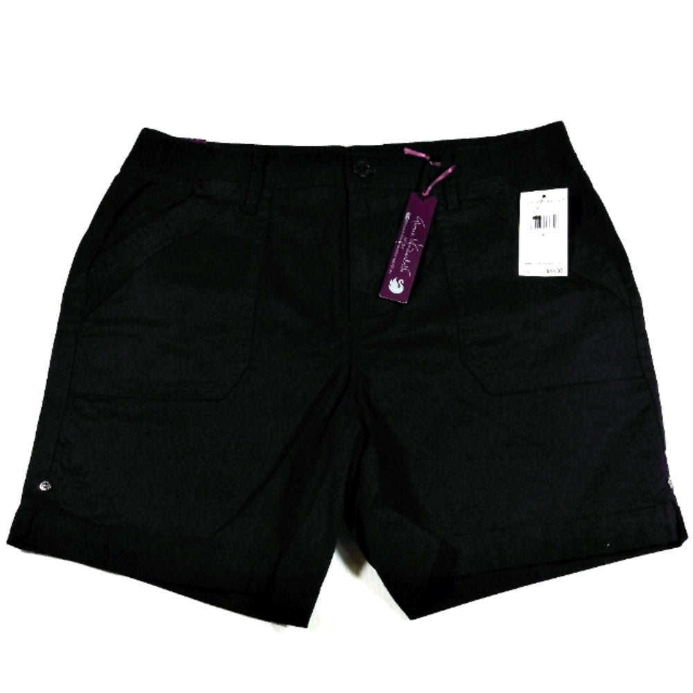 Gloria Vanderbilt Rib Utility Shorts-Black-Size 6-New with Tags
