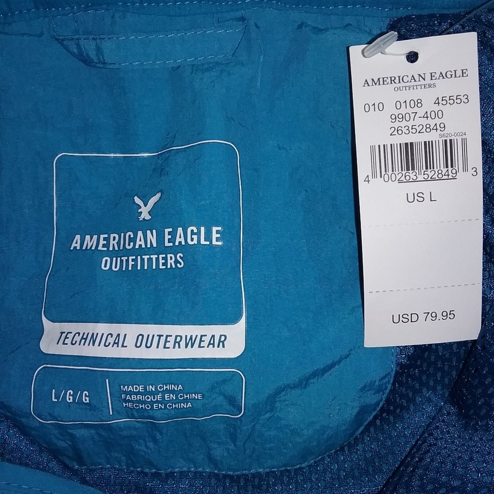 American Eagle Mens Technical Coat-Blue-M-New with Tags