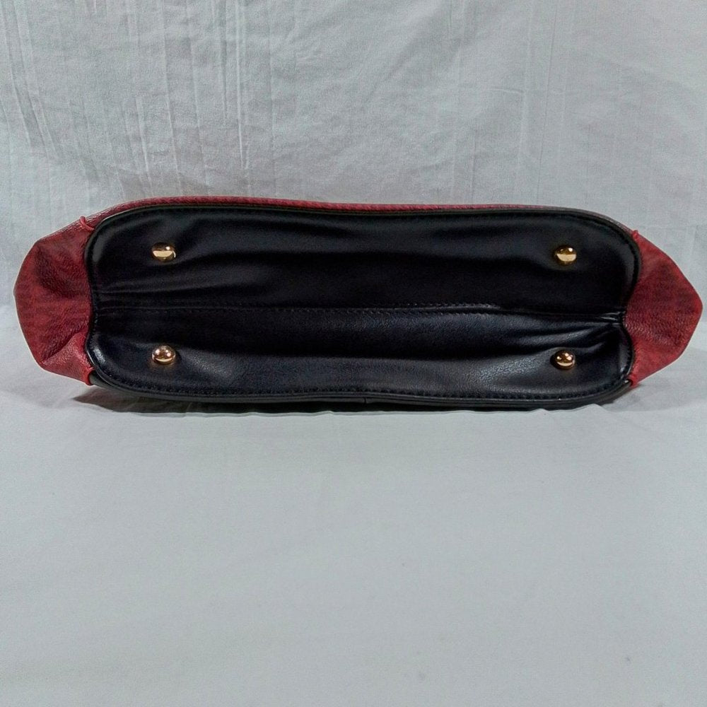 MKF Collection Melissa Tote by Mia K-Red Signature/Black Croc Skin Front-NWT