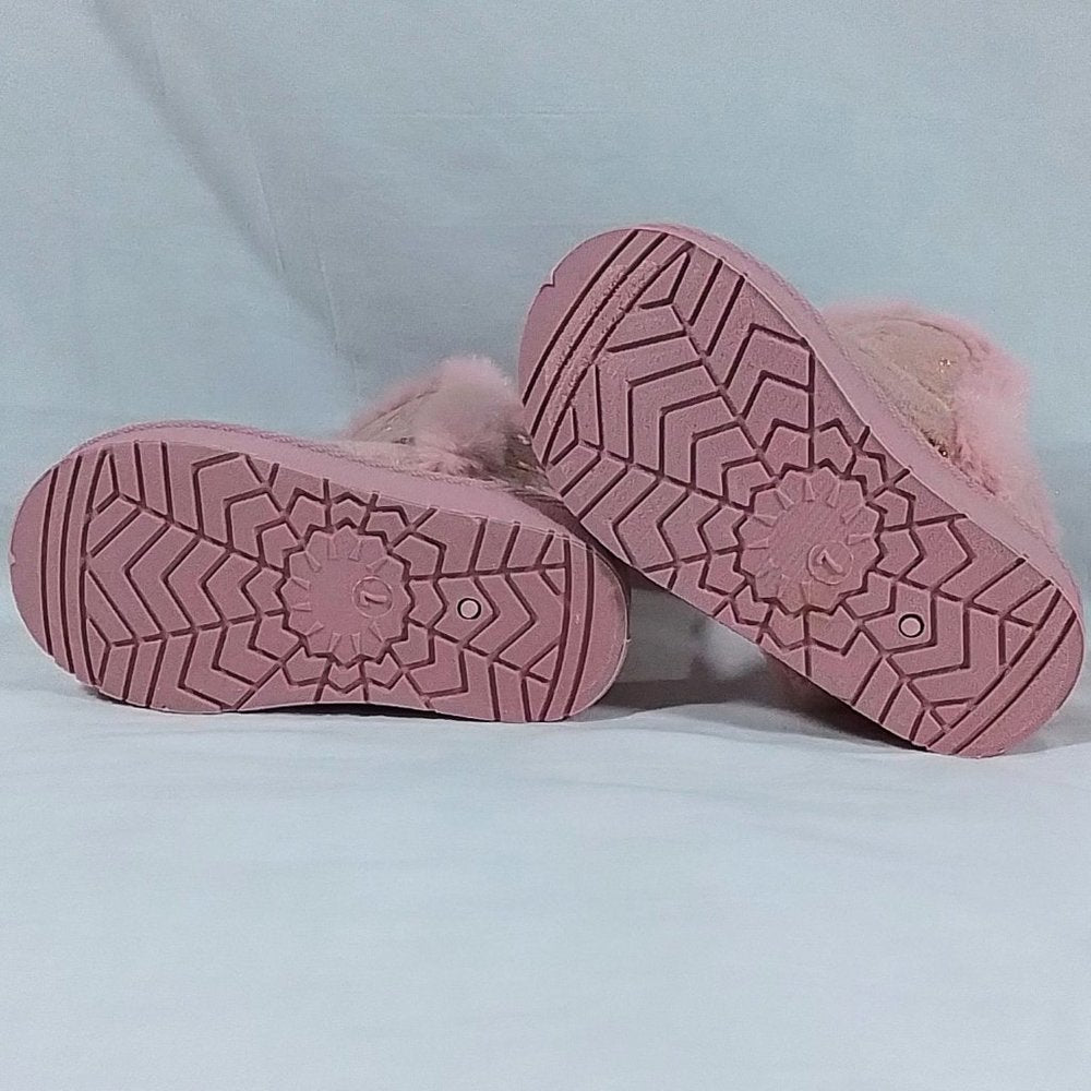 Olivia Miller Trisha Toddler Girls' Slipper Boots-Pink Unicorn-Faux Fur-Size 7