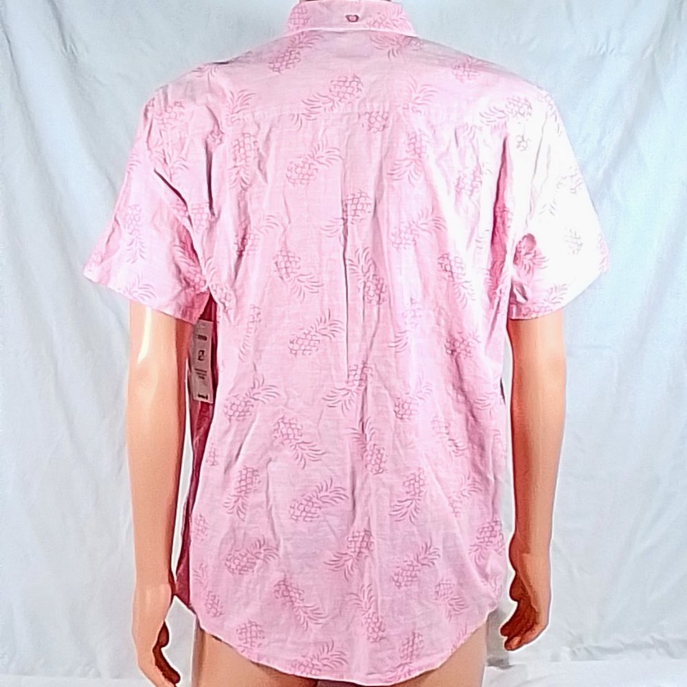 Hurley One and Only Stretch Print Button Down Shirt-Men's-Various Sizes-Pink-NWT