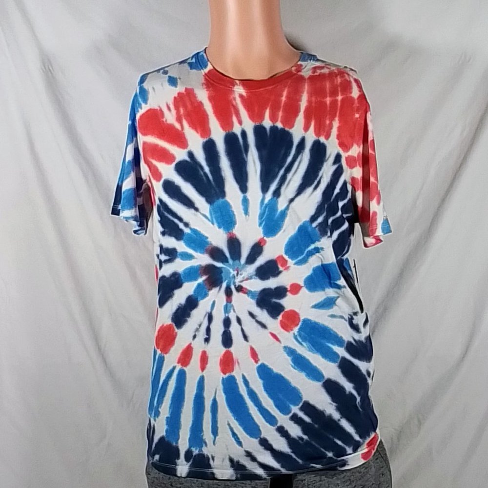 Patriotic Red White & Blue Men's Tie-Dye T-Shirt-Size Small-Independence Day-NWT