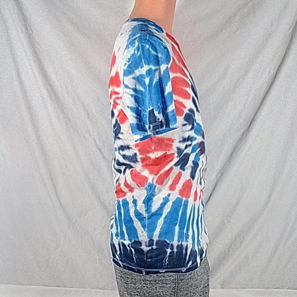 Patriotic Red White & Blue Men's Tie-Dye T-Shirt-Size Small-Independence Day-NWT