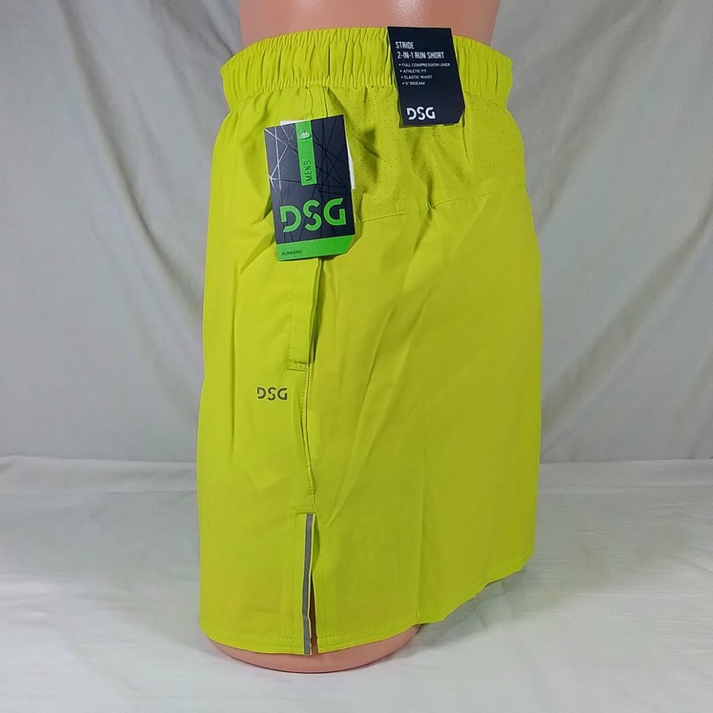 Men's 5 inch 2-in-1 Stride Running Shorts-Various Sizes-Iced Citron-NWT
