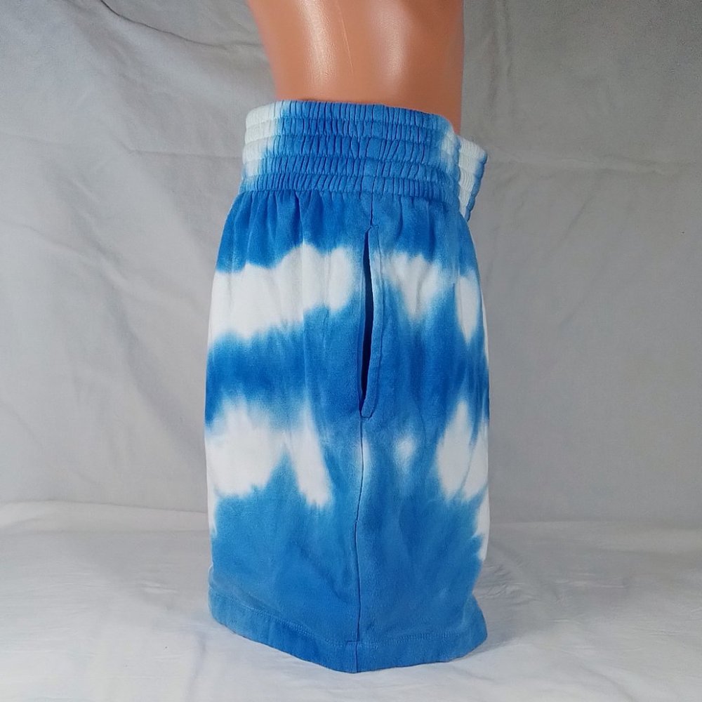Women's Long Fleece Shorts-Boyfriend Shorts-Lucid Blue Tie Dye-Various Sizes-NWT